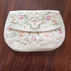 Vintage Beaded Floral Clutch "Bag by Josef" Handmade Made in Belgium
